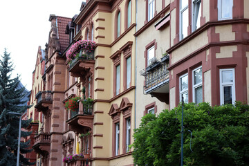 Altbaufassaden in Heidelberg, Deutschland