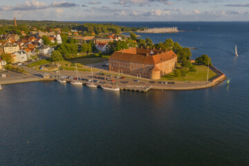 Panoramic aerial view of of the castle in Sonderborg Jutland, Denmark, Europe. 