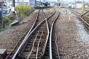Fototapeta premium 鉄道線路の分岐ポイント