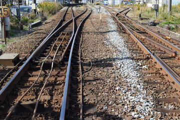 Fototapeta premium 鉄道線路の分岐ポイント