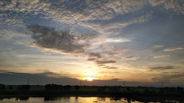 sunset over the river