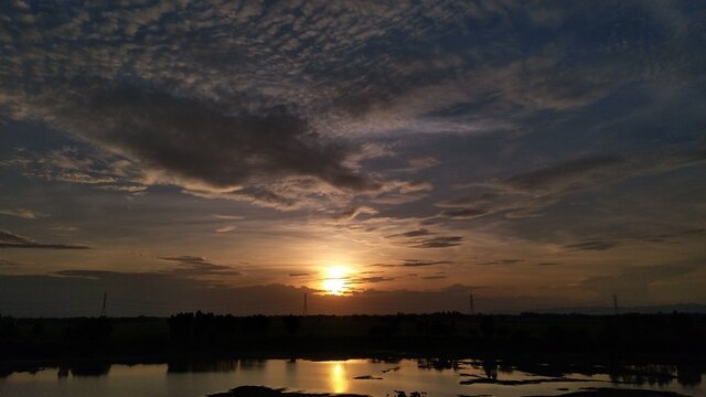 sunset over the river