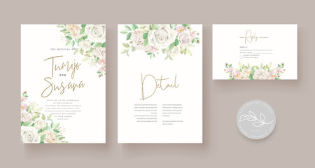 beautiful floral wedding invitation card set