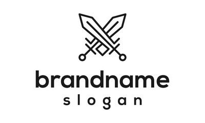 Modern sword line logo design vector