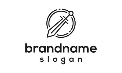 Modern sword line logo design vector