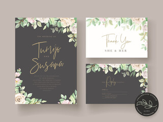 beautiful floral wedding invitation card set