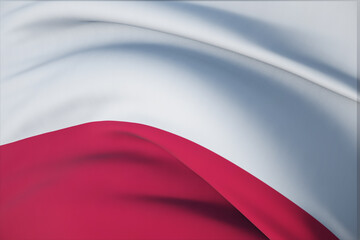 Waving flags of the world - flag of Poland. Closeup view, 3D illustration.