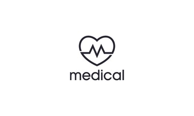 Creative and simple heartbeat with love symbol for medical, healthcare and science logo design vector 