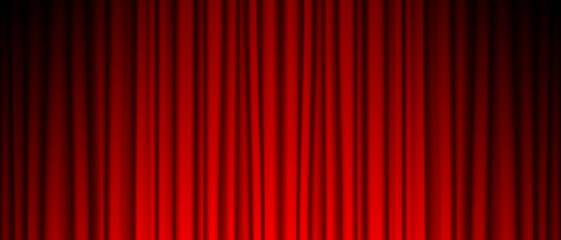 Red Theater Curtain. Empty Theater Opera or Cinema Stage with Silk Red drapery Scene. Color can easily changed . Realistic Vector Illustration.