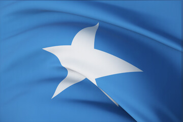 Waving flags of the world - flag of Somalia. Closeup view, 3D illustration.