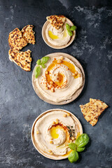 Hummus with olive oil and ground cumin