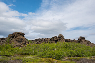 Dimmuborgir nature reserve in Myvatn area in Iceland