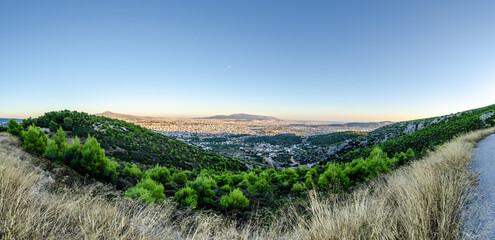 Panoramic view of Athens Greece from Parnitha mount