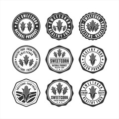 Badge stamps sweetcorn vector design collection