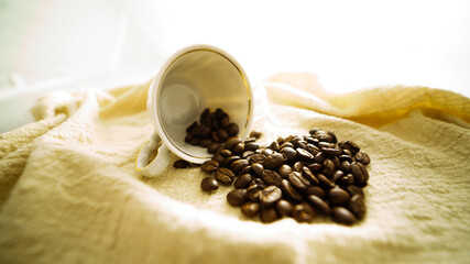 Cafe granos taza tela vintage natural comida bebida cafeina 