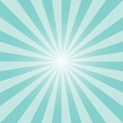 Sunburst recto background. Tiffany blue rectangular recto backdrop. Light teal blue sunbeam background design for various purposes.