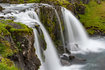 Fototapeta premium Kirkjufellsfoss waterfall in Snaefellsnes peninsula in Iceland