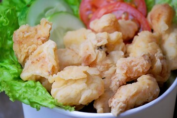 crispy chicken flour with vegetables