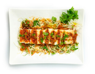 Chinese Jelly Pea White Noodles (Liangfen) with Sauce popular in western part