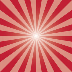 Red sunburst background template. Rectangular recto backdrop. Sun rays pattern. US Flag red sunbeam background design for various purposes.