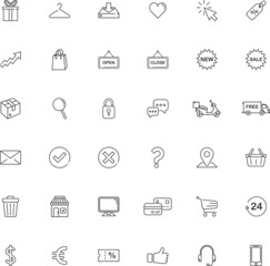 Set of outline icons for e-commerce websites or online store.