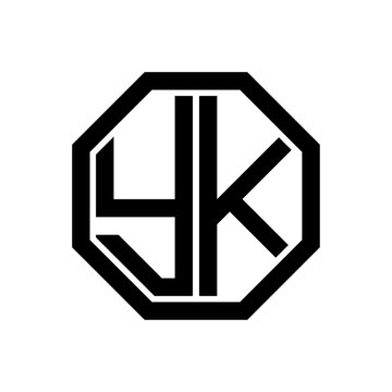 recommend clip art: YK initial monogram logo, octagon shape, black color