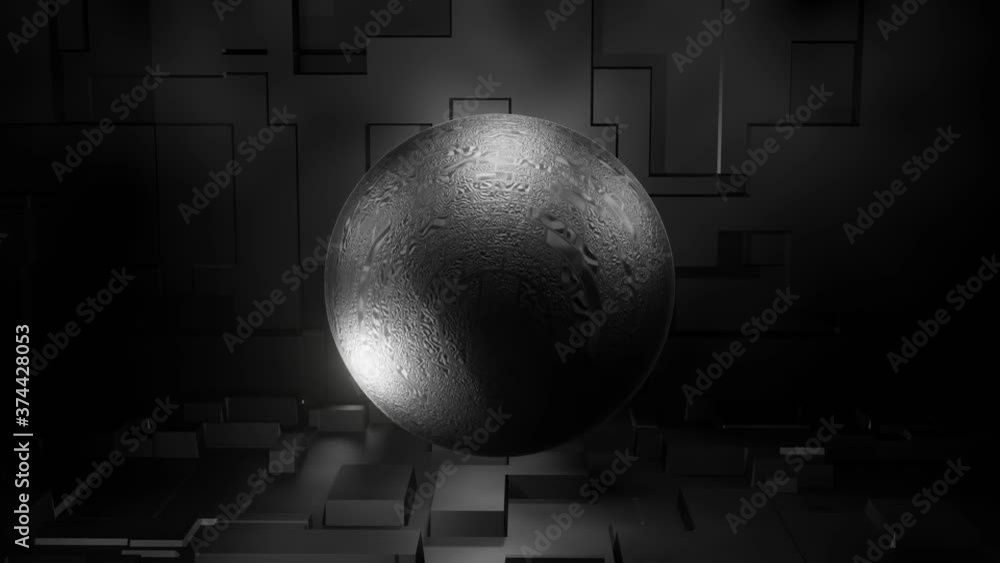 Poster hd video of 3d minimal motion design, colorful metallic textured hemispheres, layers animation, isol
