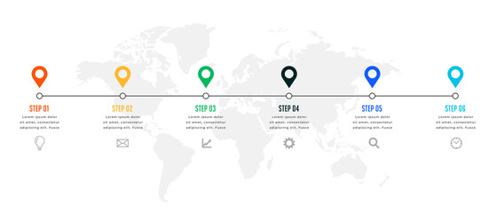 six steps timeline or milestone infographic template