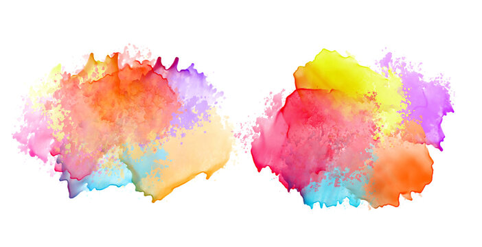two set of colorful watercolor splash banners design