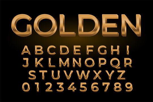 premium golden shiny text effect set of alphabets and numbers