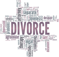 Divorce vector illustration word cloud isolated on a white background.