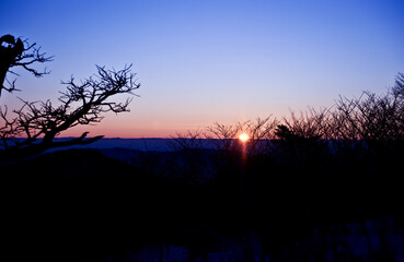 Landscape of beautiful dawn from the top of mountain.