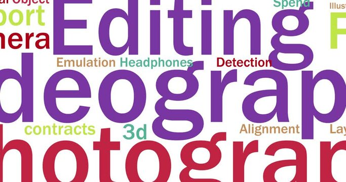 Word cloud animated concept of Photography/Videography
