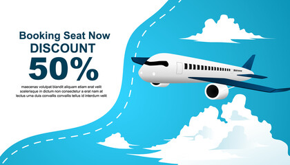 airplane discount banner vector AD223