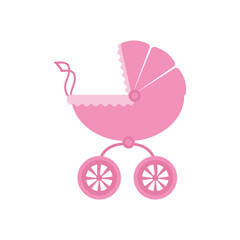 Fototapeta na wymiar Vector illustration of a baby stroller for a girl