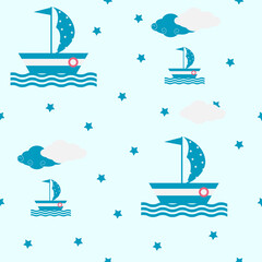 Fototapeta na wymiar Seamless vector illustration with a sea theme