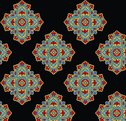 paisley  flower    Design pattern on black  background