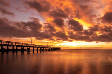 Fototapeta na wymiar Wellington Point Jetty at sunrise. Australia, QLD