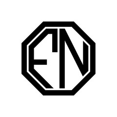 FN initial monogram logo, octagon shape, black color