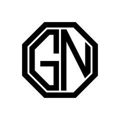 GN initial monogram logo, octagon shape, black color
