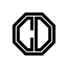 CO initial monogram logo, octagon shape, black color