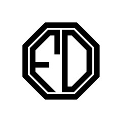 FO initial monogram logo, octagon shape, black color