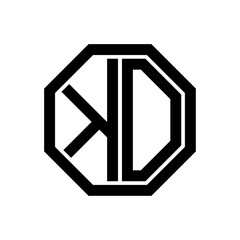 KO initial monogram logo, octagon shape, black color