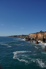 Cliffs in Cascais, beautiful coastal city in Portugal near of Lisbon. Europe. 