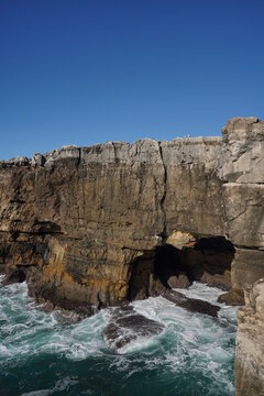 Cliffs in Cascais, beautiful coastal city in Portugal near of Lisbon. Europe. 