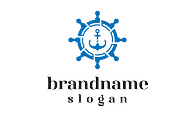 Ship anchor logo design vector