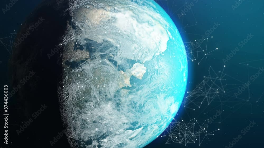 Poster 3d rendering earth globe with world map spinning
