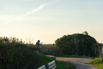 Wooden fence on a field / Sunset on the beach / sunset over the river