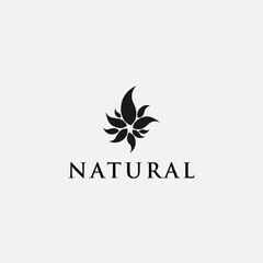 Logo design template, with green leaf icon