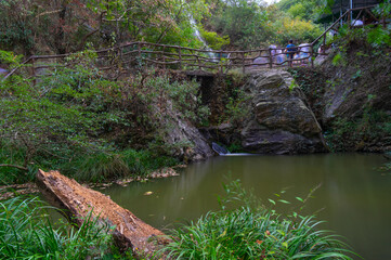 Wuhan Huangpi Mulan Tianchi Scenic Area, early autumn Aerial photography scenery